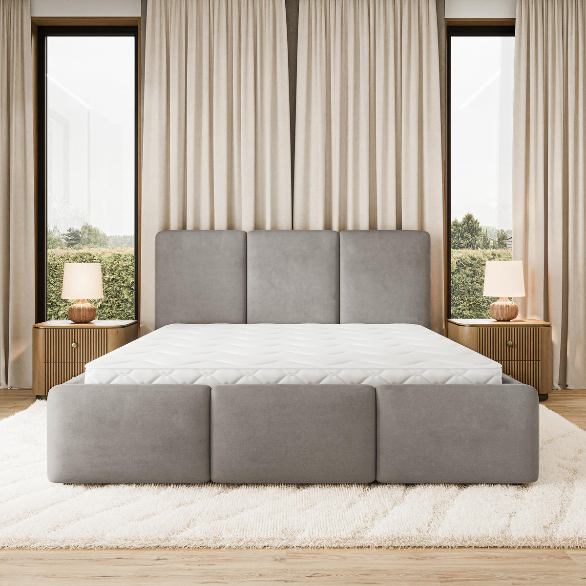 POLSTERBETT MORENA MGV 160x200 cm mit Bettkästen - Grau - Grau, Holz (160/200cm) - MASSENO