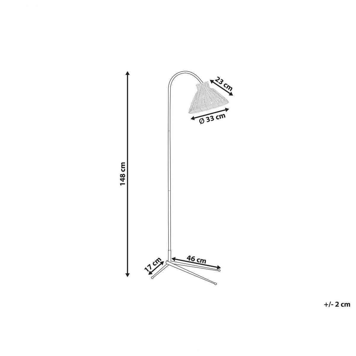 STEHLAMPE Naturfarben/Schwarz Kerian - Schwarz/Naturfarben, Naturmaterialien (63/46/148cm) - Beliani