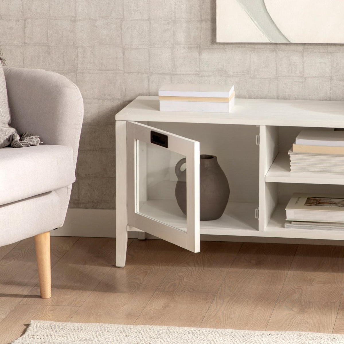 TV-ELEMENT Edan Weiß 140 cm x 50 cm - Weiß, Holzwerkstoff (140/50/40cm)