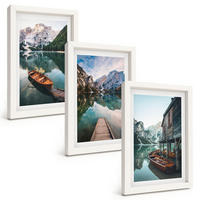 BILDER SET 3er Set - 20x30 cm Weißer Rahmen - See, Berge, Boote, Ferienhaus - Weiß, Kunststoff (20/30cm) - TULUP