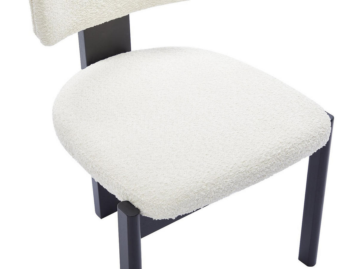 STUHL 6er-Set - Bouclé-Stoff & Kautschukholz - Weiß & Schwarz - WILANA - Schwarz/Weiß, Textil (60/85/56cm) - Vente-Unique