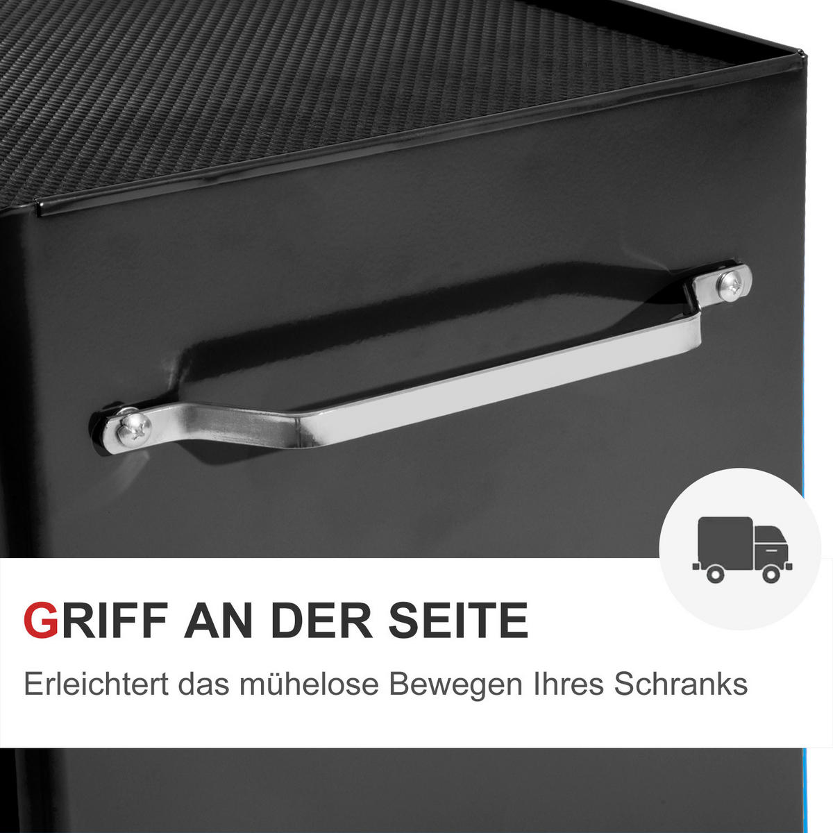 WERKSTATTWAGEN abschließbar mit 5 Schubladen Schwarz - Schwarz, Metall (61.5/82.5/33cm) - HOMCOM