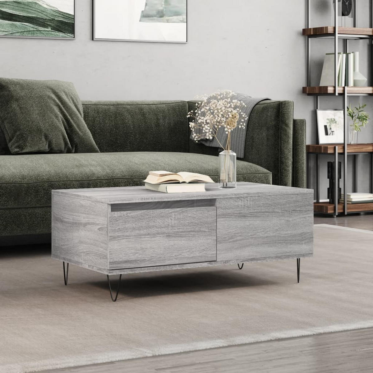 COUCHTISCH Grau Sonoma 90x50x36,5 cm Holzwerkstoff - Grau, Holzwerkstoff (90/50/36.5cm) - furnicato