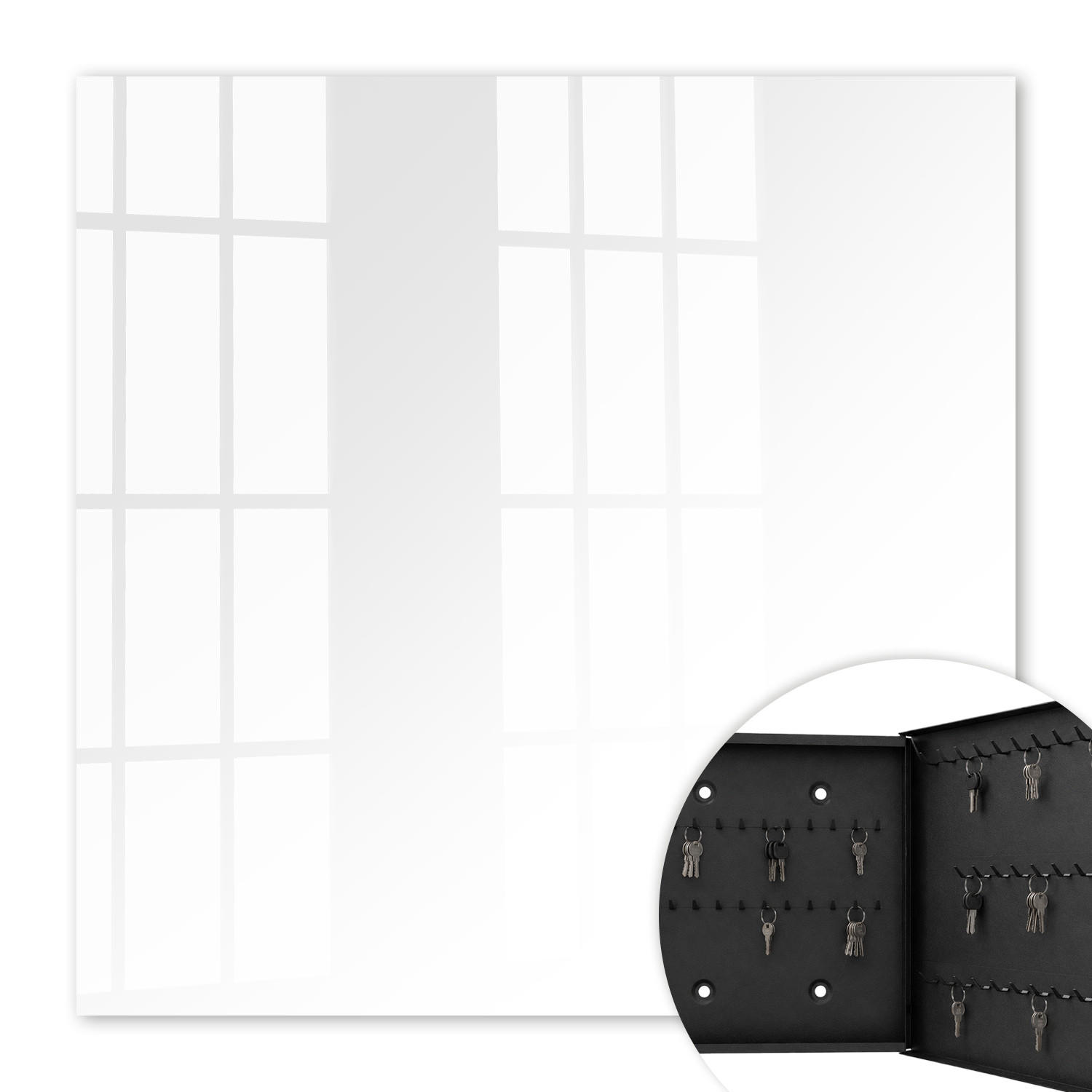 SCHLÜSSELBOX Schwarz 30x30 cm- Türöffnung nach rechts - Weiß - Weiß, Metall (30/30/5cm) - TULUP