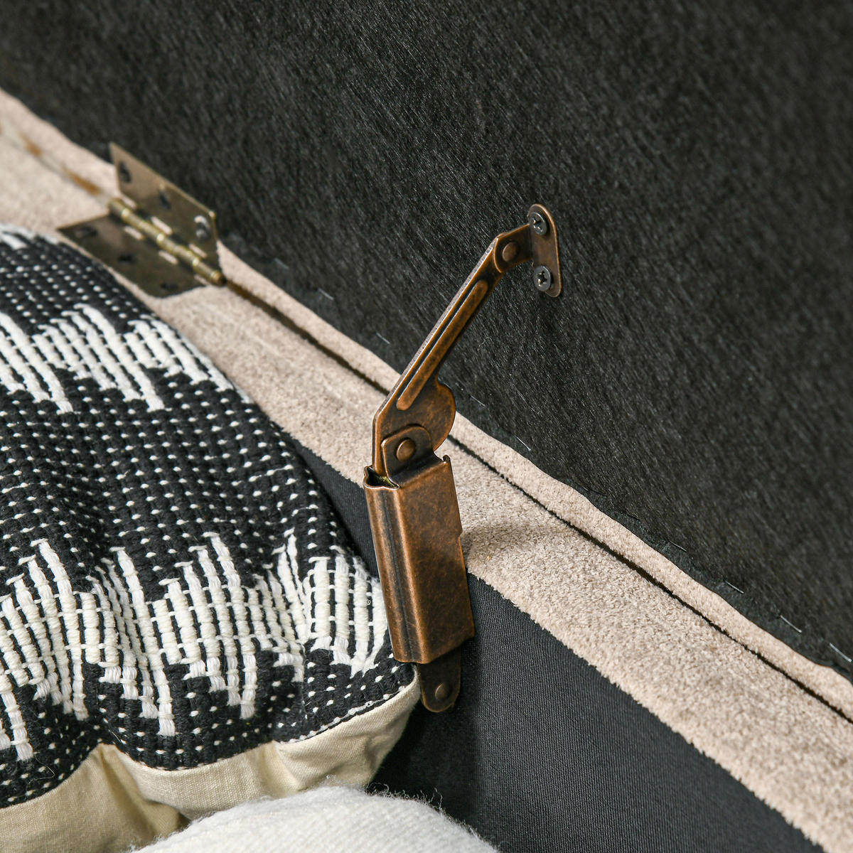 TRUHENBANK DE-12837 Stauraum und Holzbeine Beige - Beige, Textil (110/43/40cm) - ComfortXL