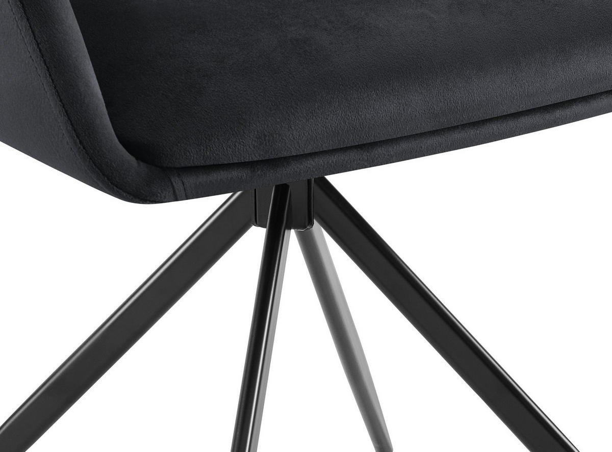 ARMLEHNENSTUHL Samt schwarz - Schwarz, Textil/Metall (56/81/62cm) - CLP