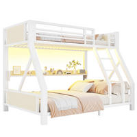 METALL-ETAGENBETT 90x200 / 140x200 cm mit LED, Weiß - Weiß, Holz (140/200cm) - FLIEKS