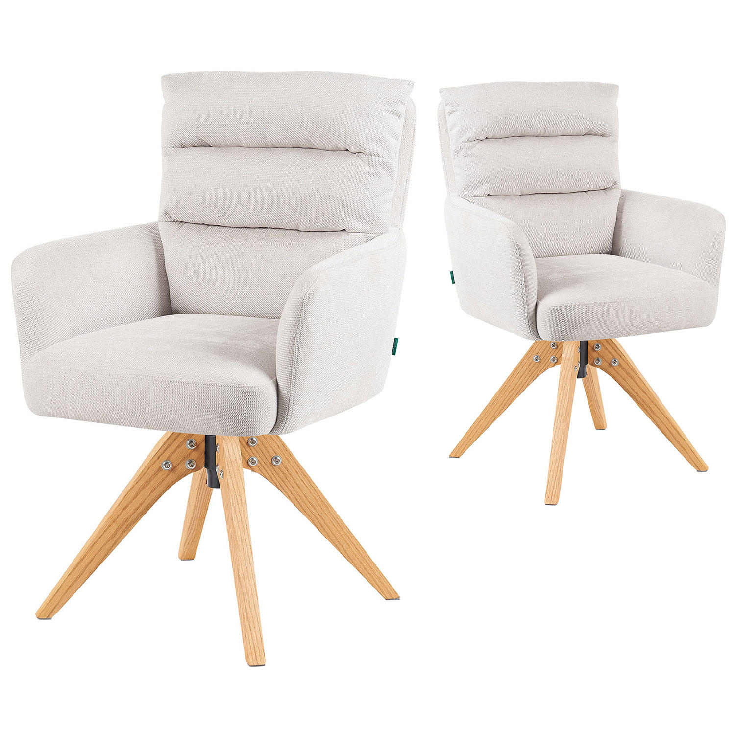 ARMLEHNSTUHL Mika-Juna - Honigeiche/Creme, Eichenholz/Holz (59/94/66cm) - DUBI Möbel
