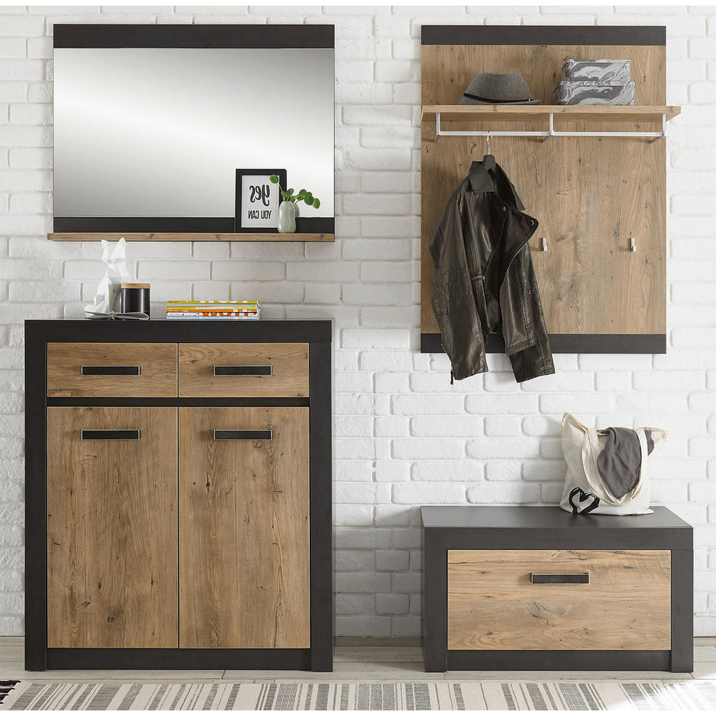 Thumbnail - Furn.Design Garderobenkombination, Kastanien, Grau, Holzwerkstoff, Nachbildung,Kastanie, Uni, 2 Fächer, 2 Schubladen, 19...