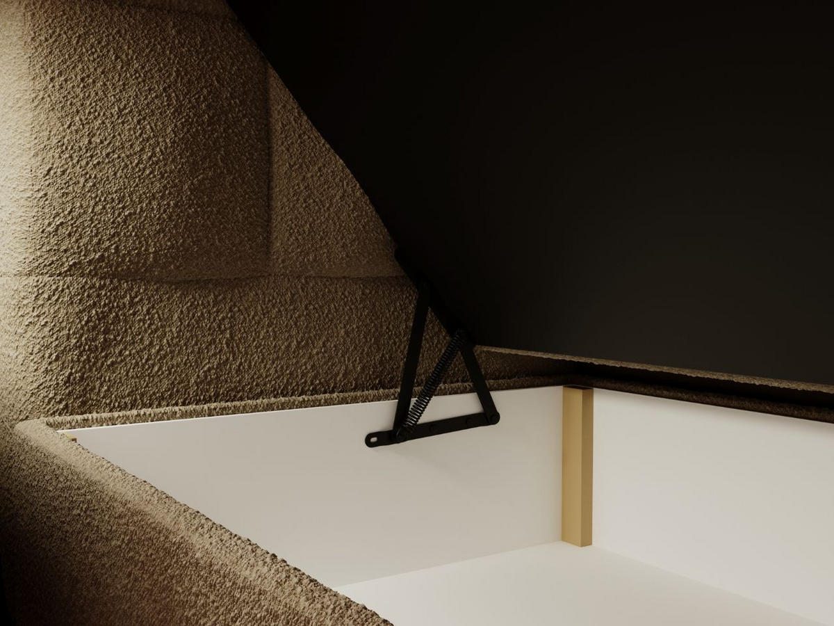 BOXBETT Alicante 200x200 Bouclé-Stoff Braun - Braun, Holz/Textil (200/200cm) - Graingold