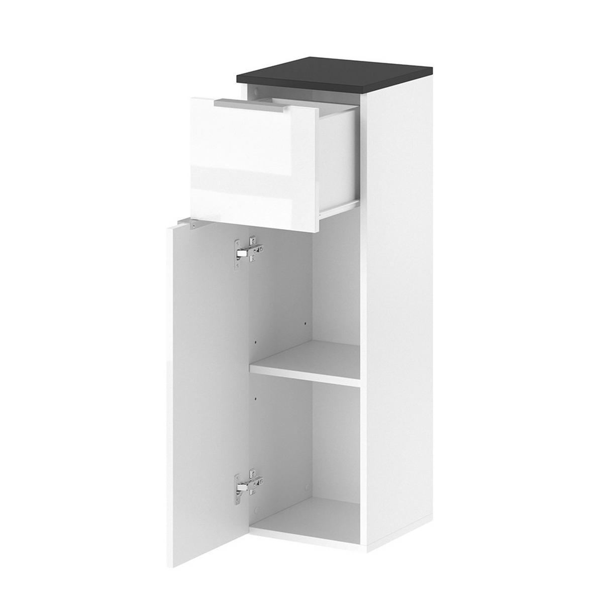 MIDISCHRANK Otis Weiß Hochglanz 30 x 95 cm - Weiß Hochglanz/Weiß, Holzwerkstoff (30/95/30cm) - Vicco