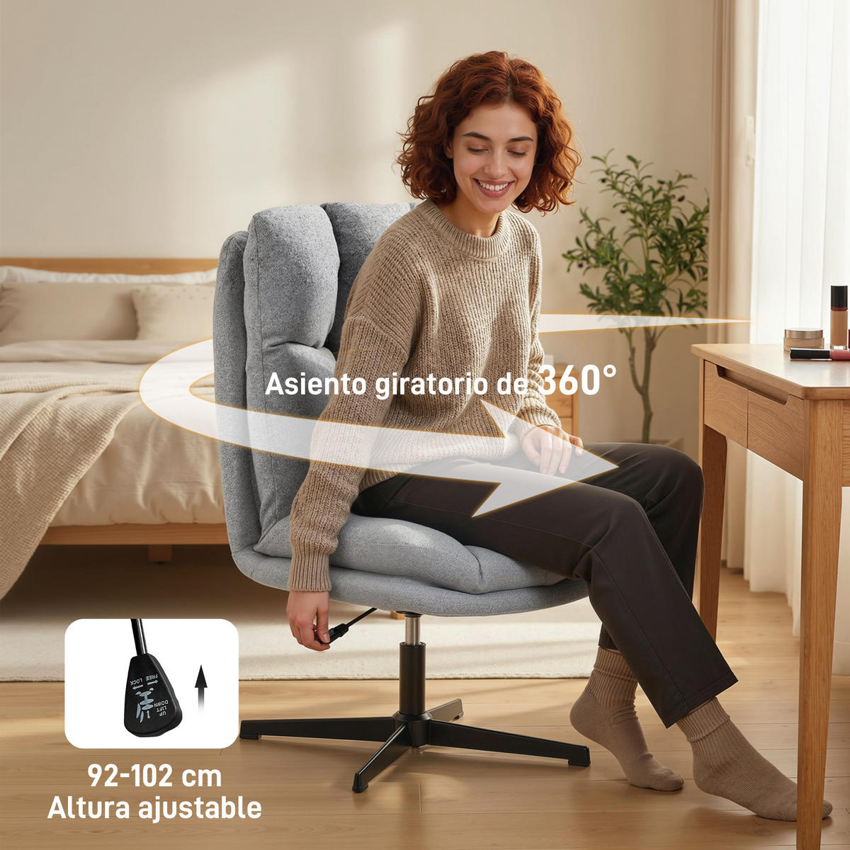 DREHSTUHL Grau 1 Stück - Grau, Textil (63/102/75cm) - GiPP