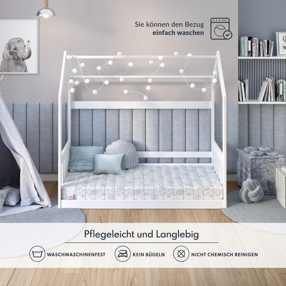 KINDERMATRATZE Miki Dumbo - Hellblau, Kunststoff/Textil (90/190cm) - FDM