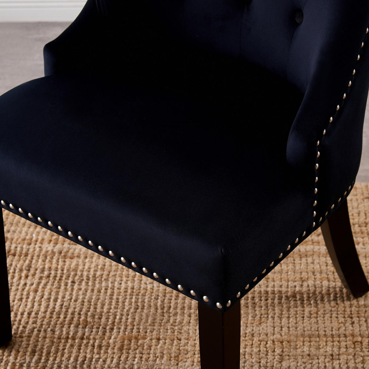 STUHL 6er-Set Samtschwarz - Schwarz, Holz (56/94/45cm) - Life Interiors