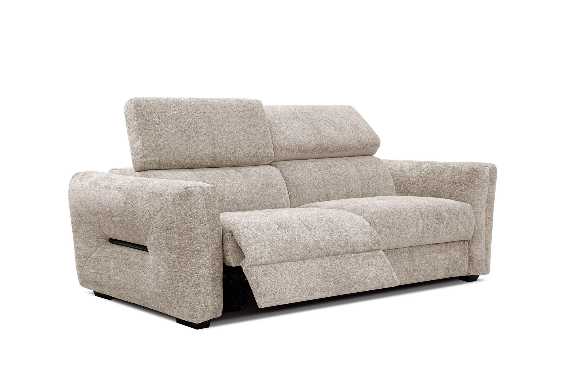 SOFA CALVERA 3-Sitzer mit 1 Relaxfunktion, ecru - Ecru, Holzwerkstoff/Textil (204/79/106cm) - Courtois Laville