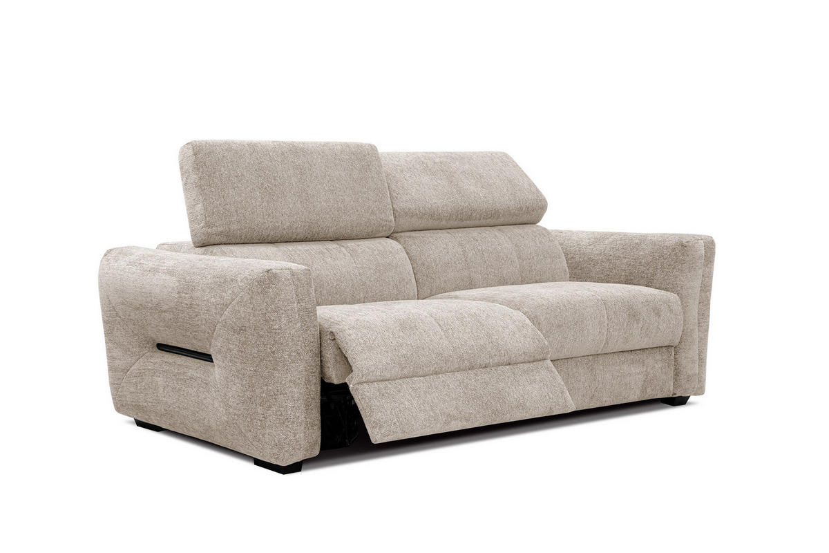 SOFA CALVERA 3-Sitzer mit 1 Relaxfunktion, ecru - Ecru, Holzwerkstoff/Textil (204/79/106cm) - Courtois Laville