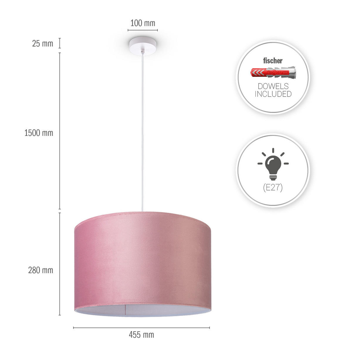 PENDELLEUCHTE Hugo Pd1 - Weiß, Metall (45.5/45.5/28cm) - Paco Home