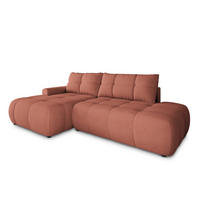 ECKSOFA FLUMA CL L-S Koralle Samtstoff mit Schlaffunktion - Koralle, Holzwerkstoff/Textil (279/158cm) - MASSENO