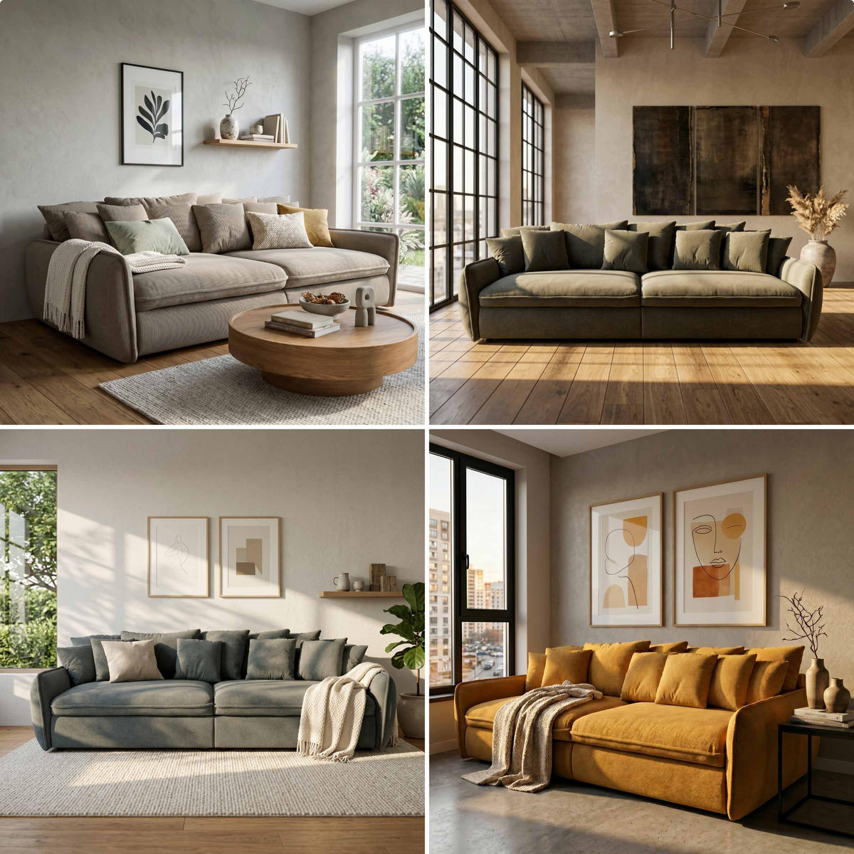 BIGSOFA Hereford XXL Flachgewebe Grau inkl. 12 Kissen 274/131/61 cm - Dunkelgrau, Kunststoff/Textil (274/61/131cm) - foamnova