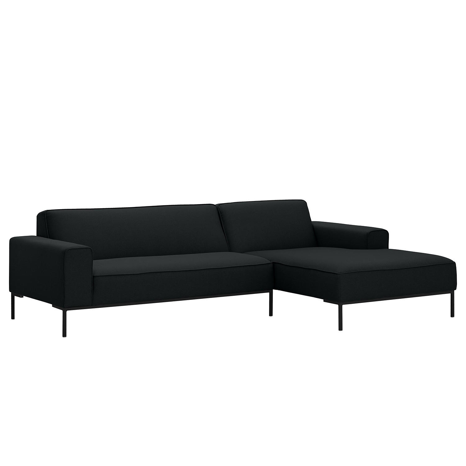 ECKSOFA mit Longchair - Webstoff - Anthrazit/Schwarz, Textil (264/168cm) - home24