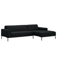 ECKSOFA mit Longchair - Webstoff - Anthrazit/Schwarz, Textil (264/168cm) - home24