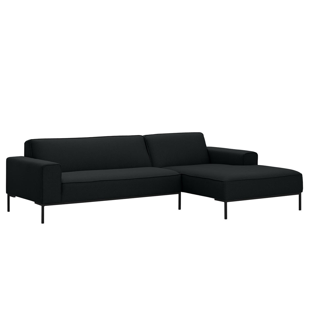 ECKSOFA mit Longchair - Webstoff - Anthrazit/Schwarz, Textil (264/168cm) - home24