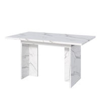AUSZIEHTISCH 140/180/80 cm White Marble aus MDF mit Untertisch-Aufbewahrung - Weiß, Holzwerkstoff (180/80/75cm) - OKWISH