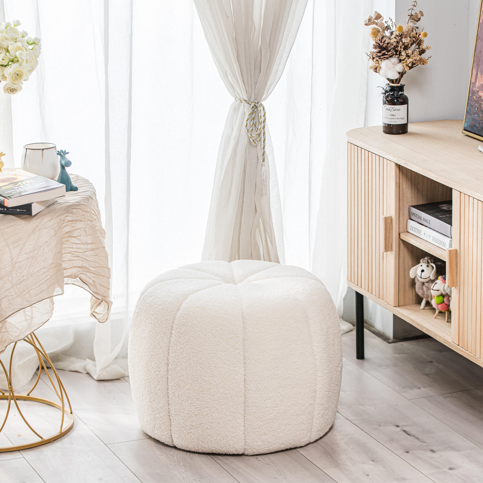 POUF Wolle Weiß - Weiß, Textil (50/38/50cm) - Nordlys