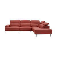 ECKSOFA Fiesta Echtleder Rot - Rot, Leder/Metall (282/220cm)