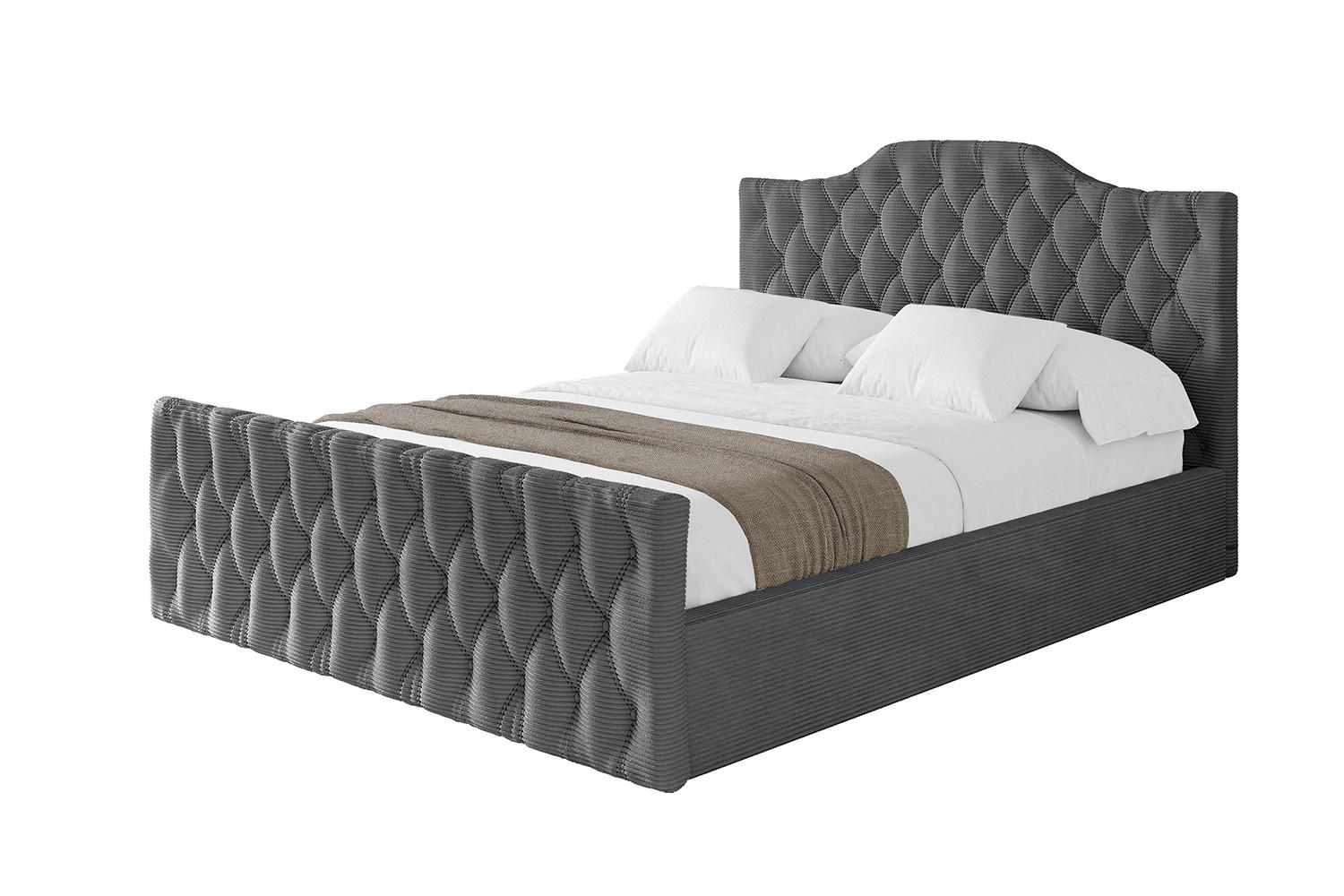 POLSTERBETT mit Bettkasten, Fußteil und Lattenrost, Boxbett ohne Matratze - FALIO-Z 180x200 Dunkelgrau - Anthrazit, Holzwerkstoff/Textil (180/200cm) - ALTDECOR