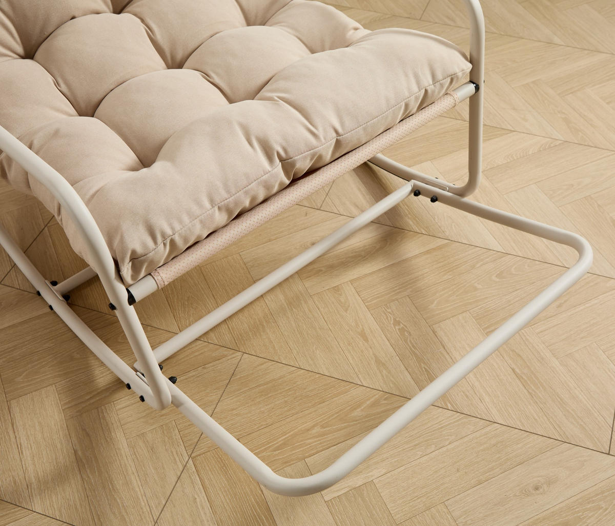 SCHAUKELSTUHL,SCHAUKELSESSEL mit Fußstütze, gepolstertem Kissen,Beige - Beige, Kunststoff/Metall (75/82/116cm) - LVHOM