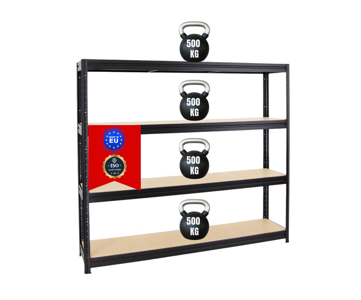 SCHWERLASTREGAL Dino 180x200x45 cm Fachlast 500 kg Schwarz - Schwarz, Metall (200/180/45cm) - PROREGAL