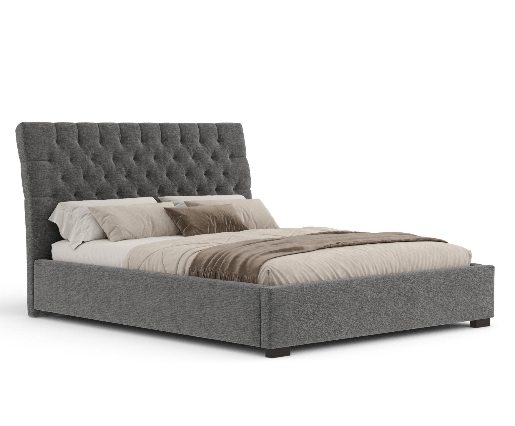 POLSTERBETT Vezzola Grau 140/200 cm im Chenille-Stoff - Schwarz/Naturfarben, Holz/Holzwerkstoff (140/200cm) - Maison de Reve
