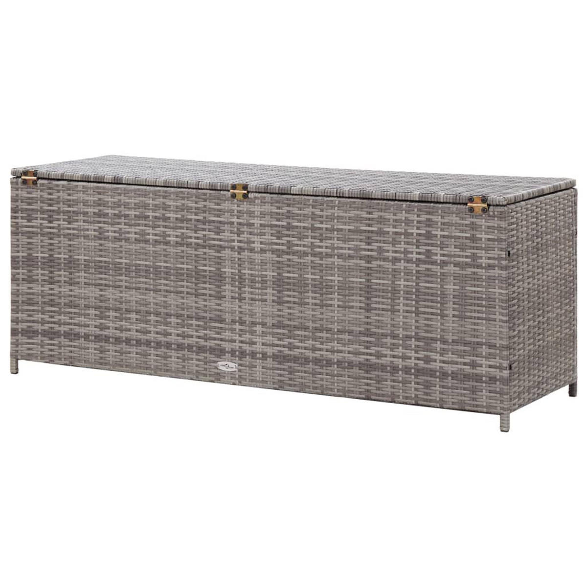GARTEN-AUFLAGENBOX Grau 150x50x60 cm Poly Rattan - Grau, Holz (150/60/50cm) - furnicato