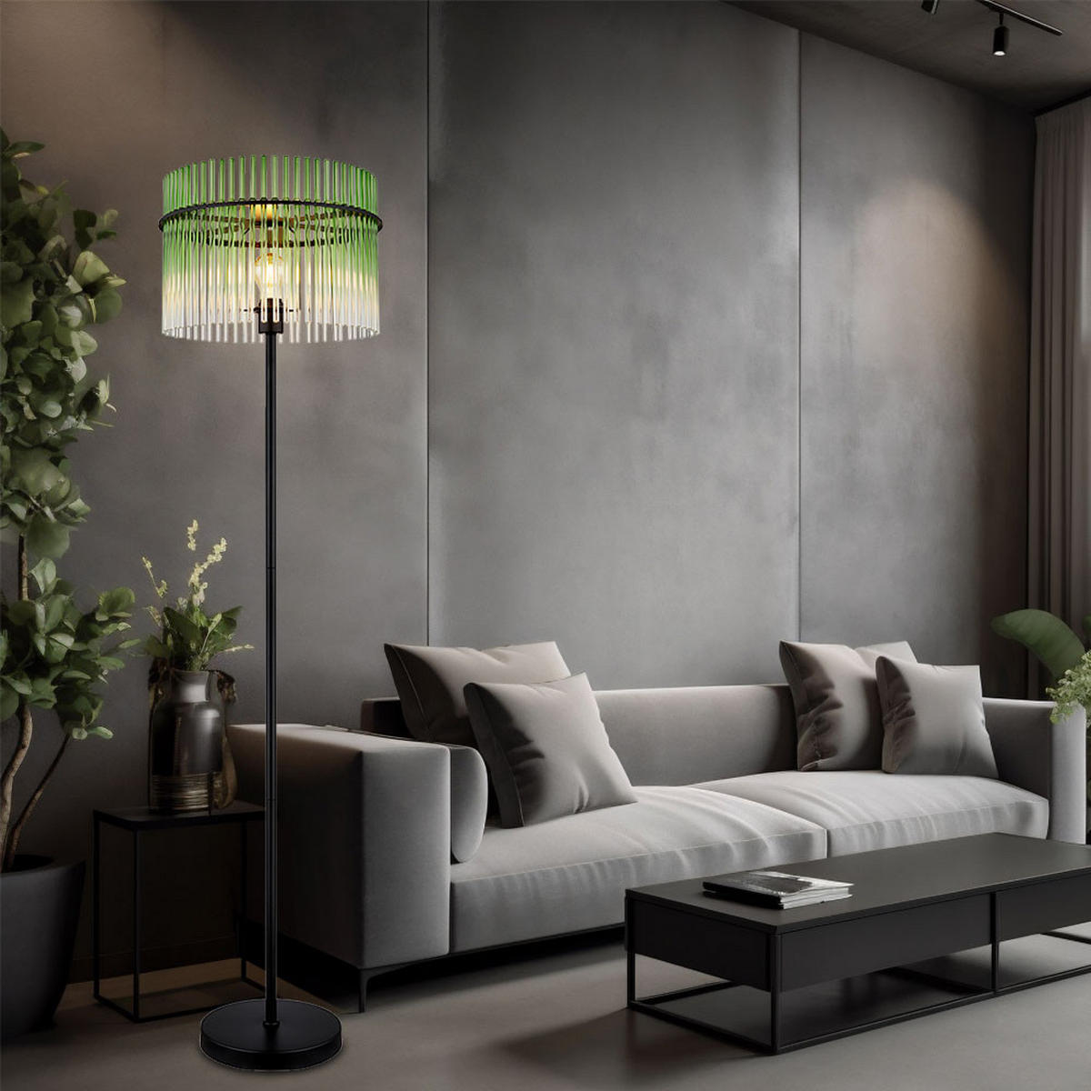 LED STEHLEUCHTE GORLEY Grün - Grün, Glas (38/38/152cm) - Globo Lighting