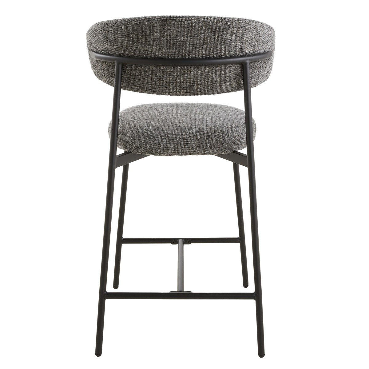SET med 2 pallar i melerat tyg och metallben - DRACO - Grå, Träbaserade material (46/94/51cm) - Calicosy