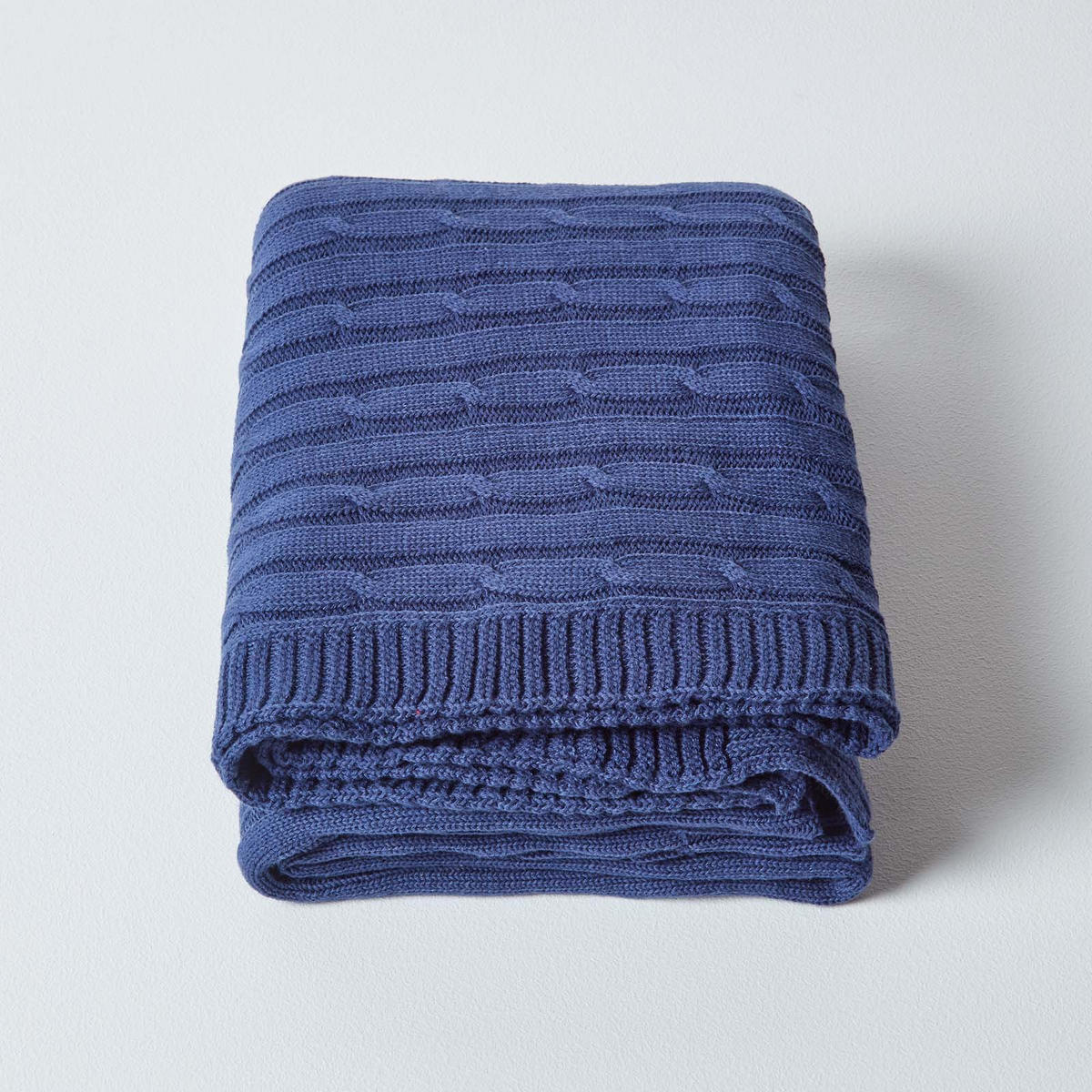 STRICKDECKE 150/200 cm, Baumwolle mit Rautenmuster - Dunkelblau, Textil (150/200cm) - Homescapes