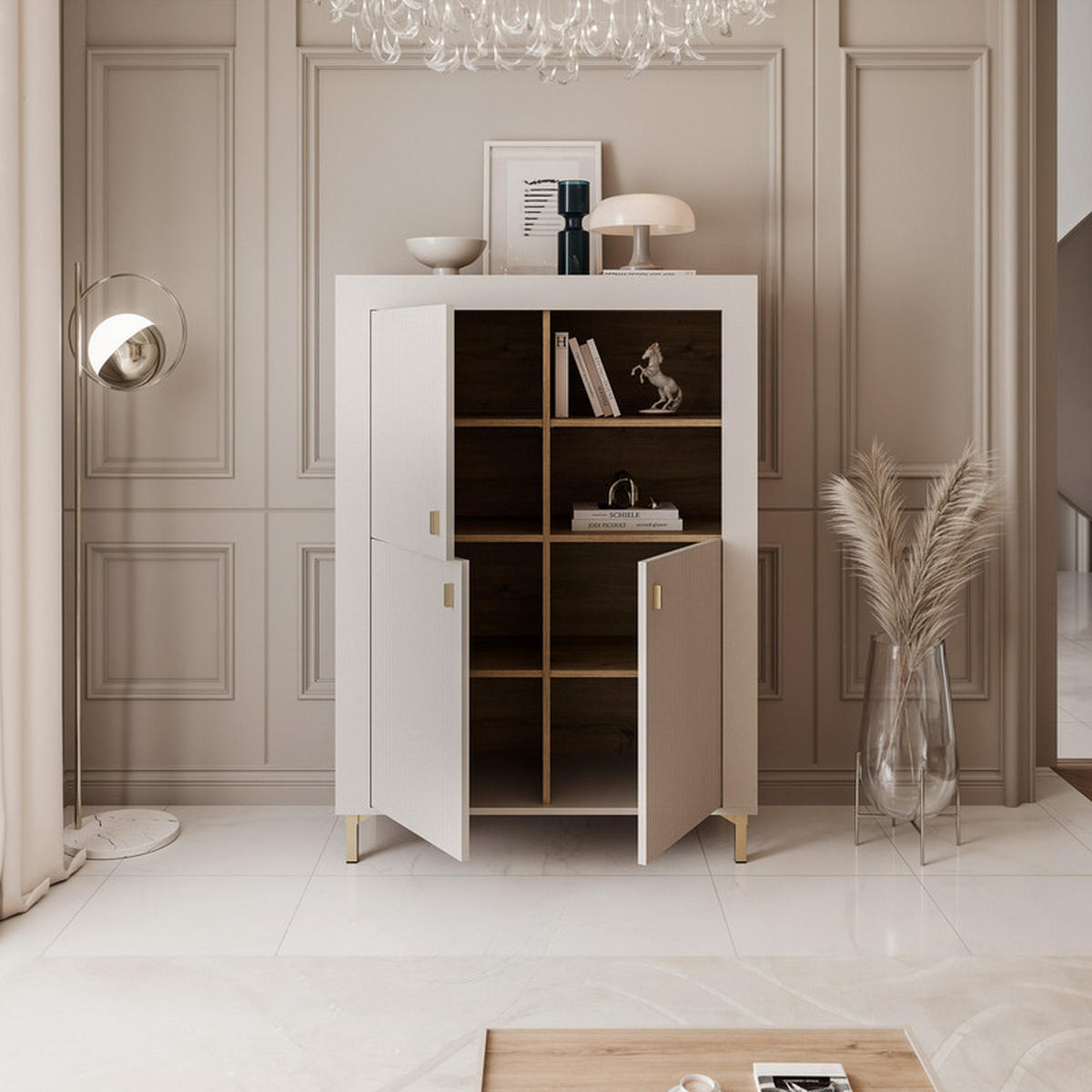 HIGHBOARD AVENA 97/40/136 cm, Kaschmir / Eiche - Kaschmir, Holzwerkstoff/Kunststoff (97/136/40cm) - Idohome