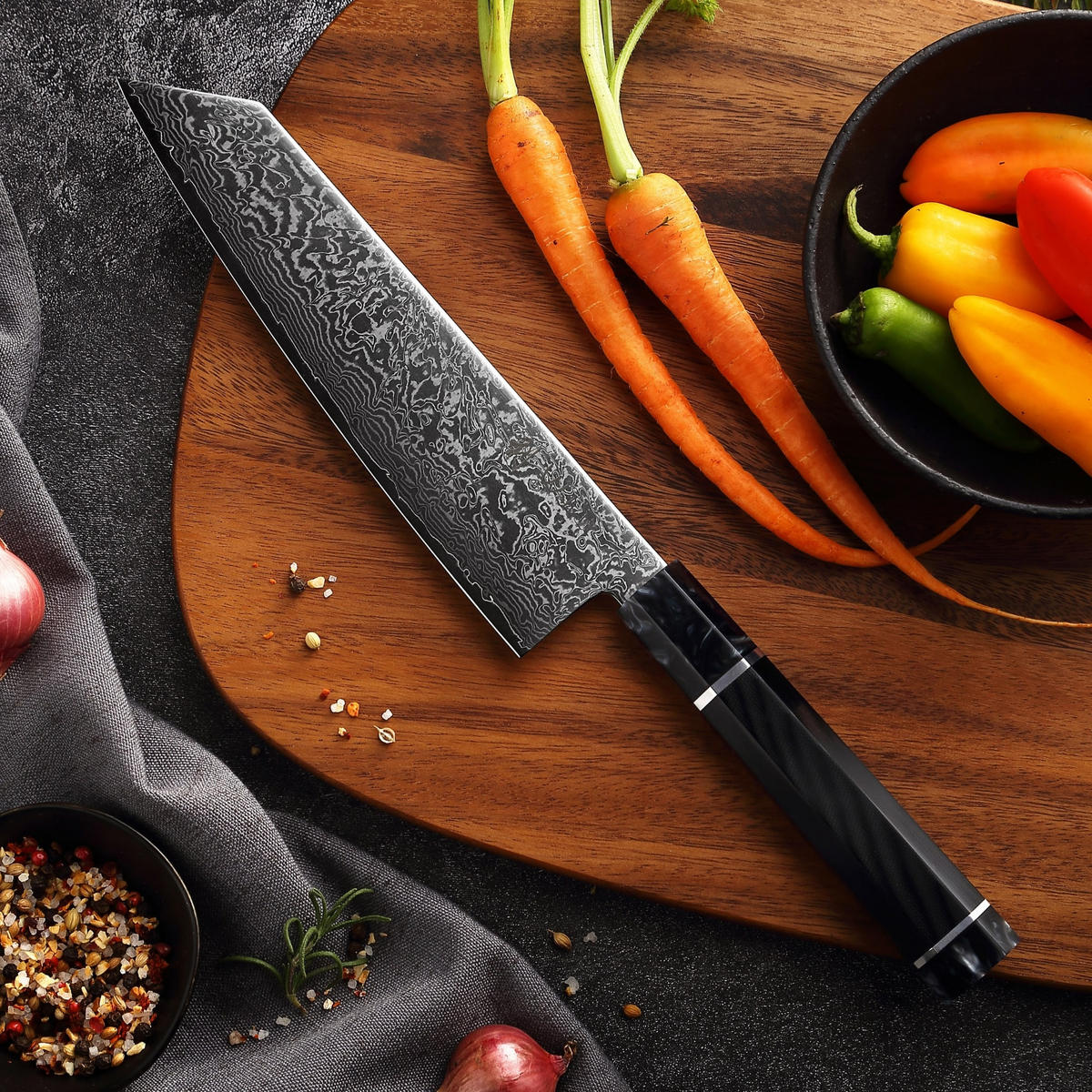 KIRITSUKE Kochmesser 20 cm - Schwarz, Naturmaterialien (35cm) - Wakoli