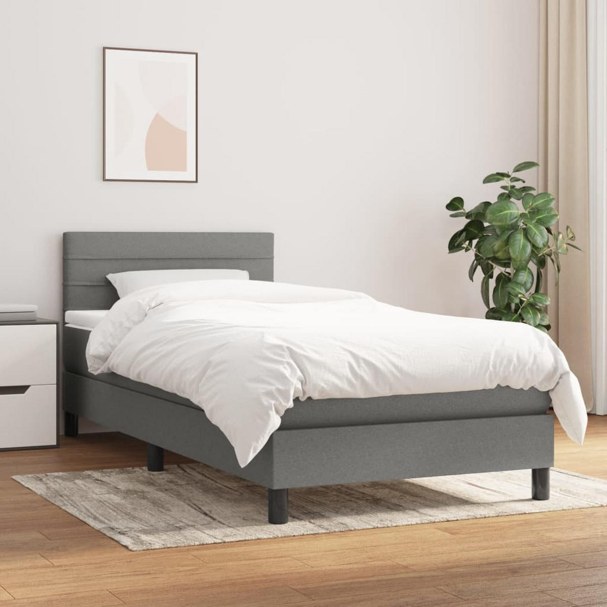 BOXSPRINGBETT 90/200 Cm Grau Gewebe - Dunkelgrau, Textil (90/203cm) - vidaXL