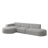 ECKSOFA Designer L-Form MODENA Stoff Loop Hellgrau Links - Hellgrau, Holz (165/296cm) - Kaiser Möbel