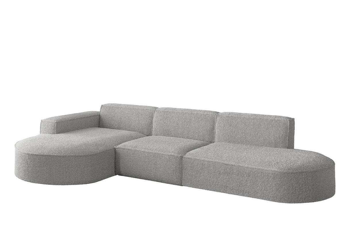 ECKSOFA Designer L-Form MODENA Stoff Loop Hellgrau Links - Hellgrau, Holz (165/296cm) - Kaiser Möbel