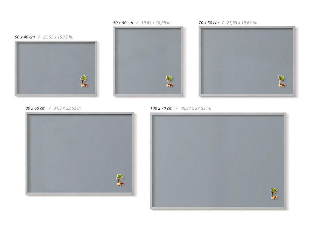 MAGNETTAFEL 100x70 cm Weißer Rahmen Dunkelblau - Buche Kolonial, Metall (100/70/0.4cm) - TULUP