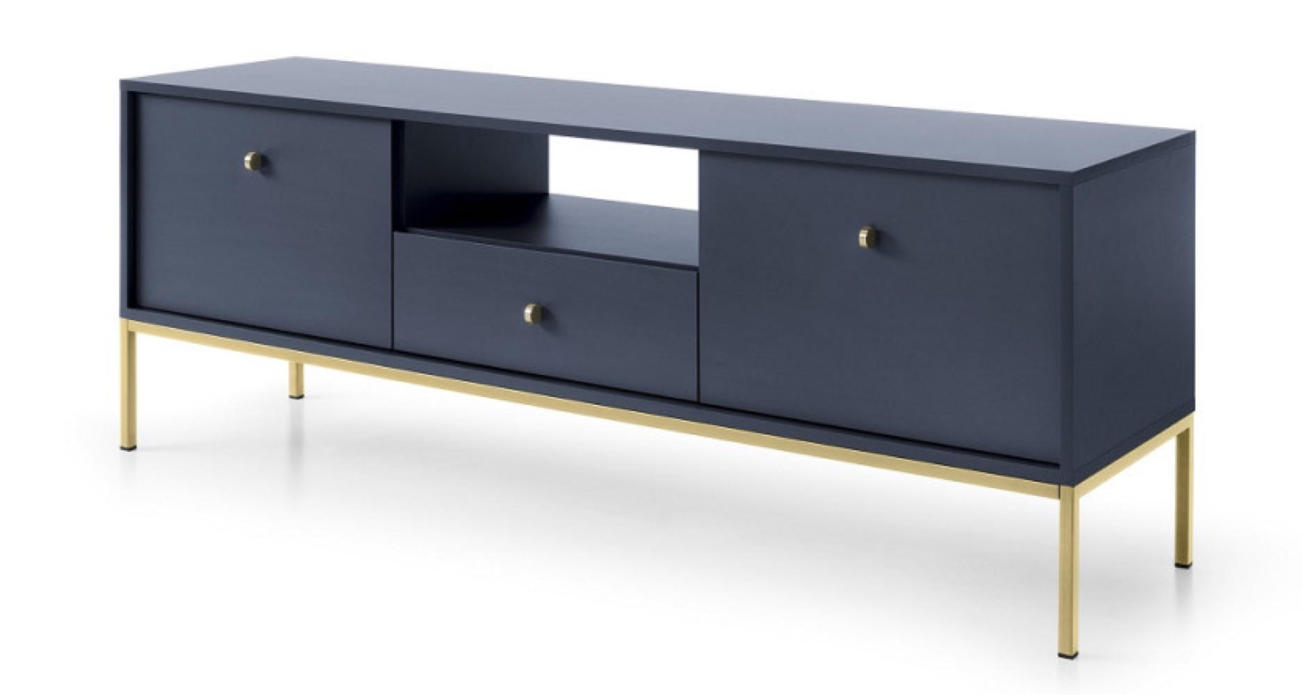TV-LOWBOARD Granat Monako Mit Goldfarbenem Gestell - Blau, Holzwerkstoff (153.4/56.2/39cm) - Sepro Meble