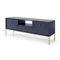 TV-LOWBOARD Granat Monako Mit Goldfarbenem Gestell - Blau, Holzwerkstoff (153.4/56.2/39cm) - Sepro Meble
