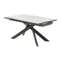 ESSTISCH für 6 bis 10 Personen ausziehbar - Keramik & Metall - Marmor-Optik Weiß & Anthrazit - COREMA - Anthrazit, Glas (240/90/76cm) - Vente-Unique