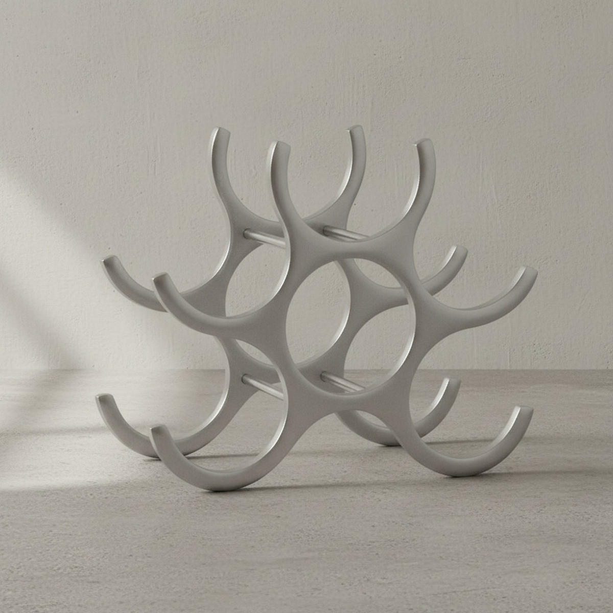 WEINREGAL Aluminium Modern Stil für 6 Flaschen platzsparend 24x29x14cm - Silberfarben, Metall (29/24/14cm) - KADIMA DESIGN