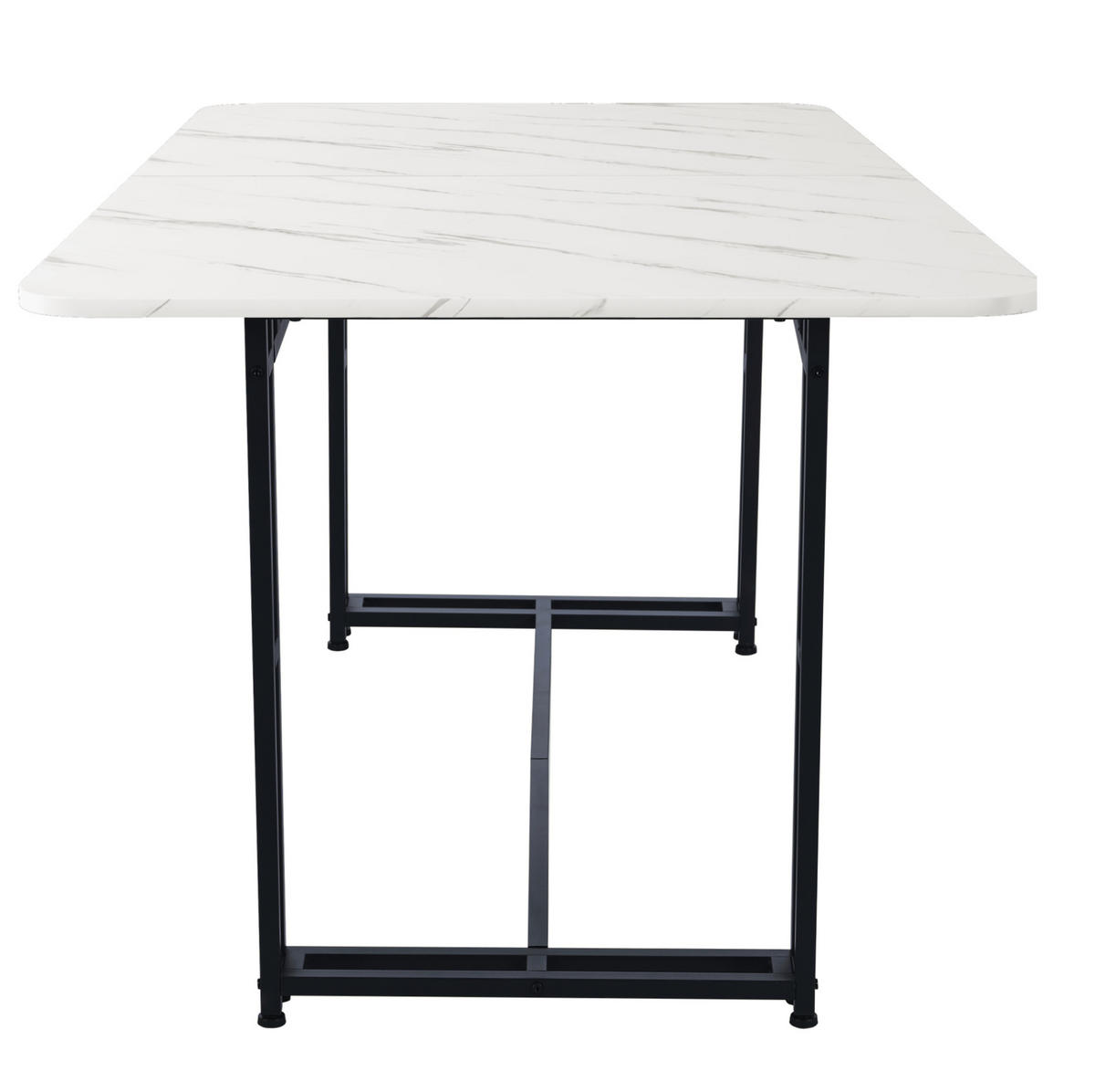ESSTISCH mit Metallgestell 140/80 cm in Weiß/Schwarz-modern & geradlinig - Weiß, Holzwerkstoff (140/80/74cm) - BEAOK