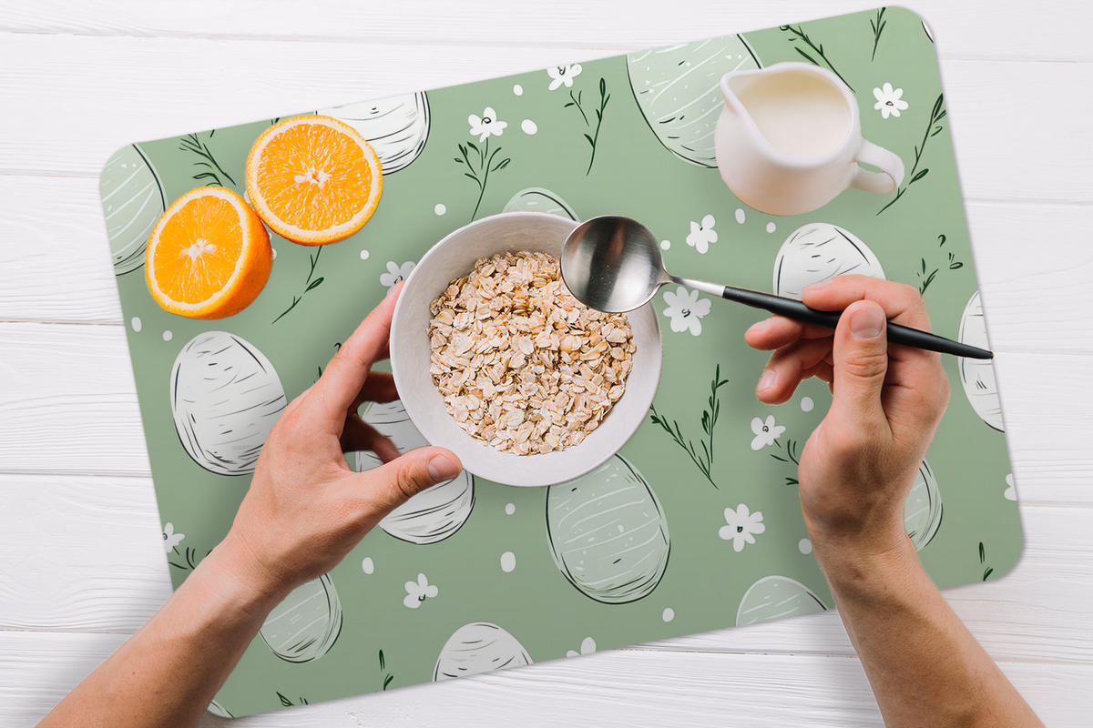 PLATZSETS 6er-Set Grün - Eier - Muster Unterlage 45x30 cm - Waldgrün, Kunststoff (0.3/45/30cm) - MuchoWow