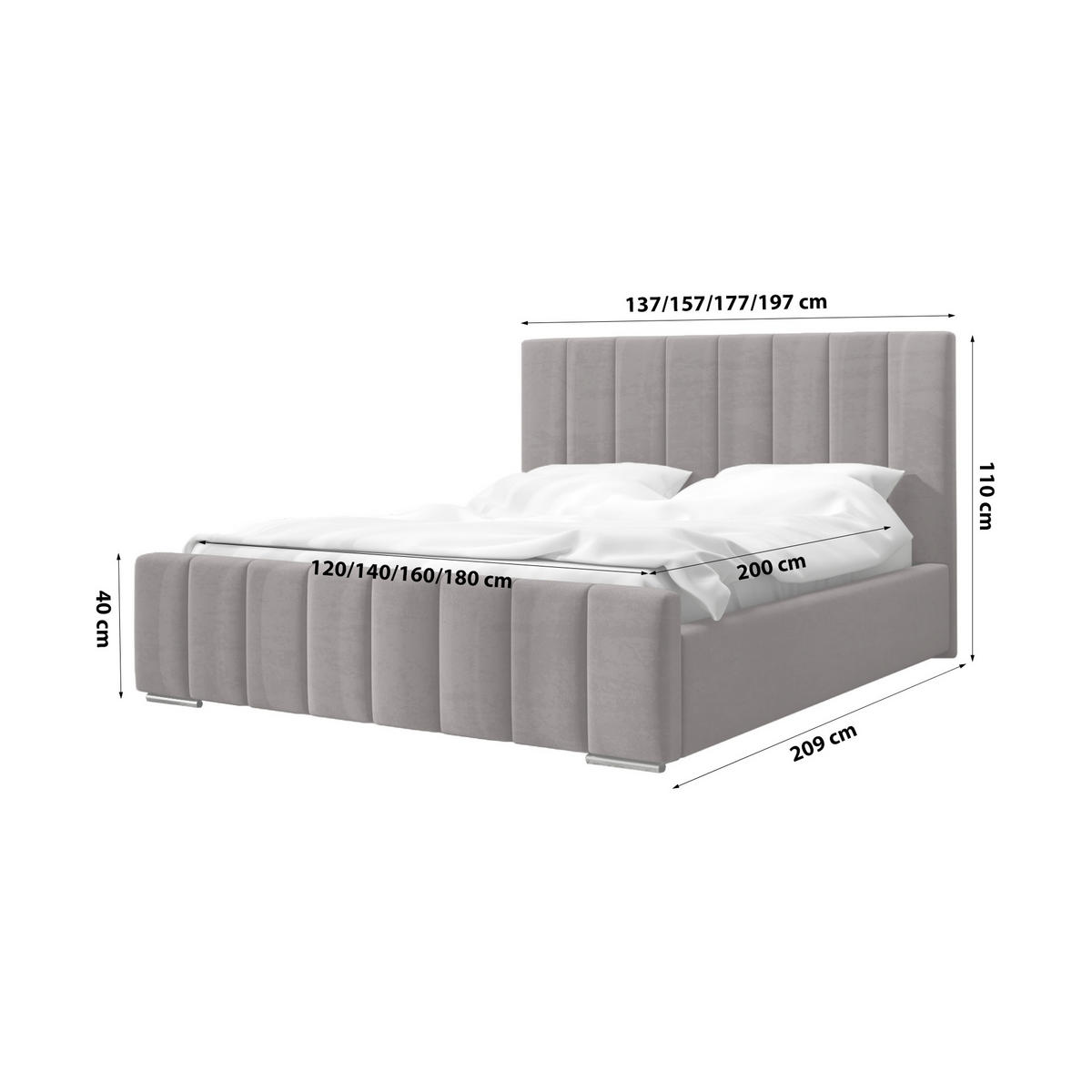 POLSTERBETT Doppelbett Gailes 140x200 cm Dunkelgrau - Dunkelgrau, Textil (140/200cm) - Fedve